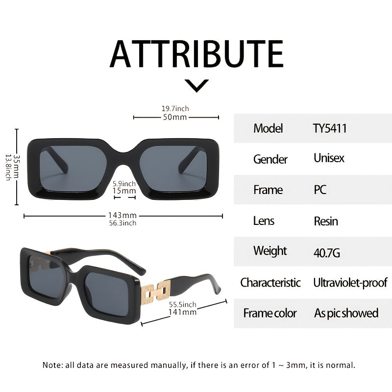 Metal Buckle Square Sunglasses