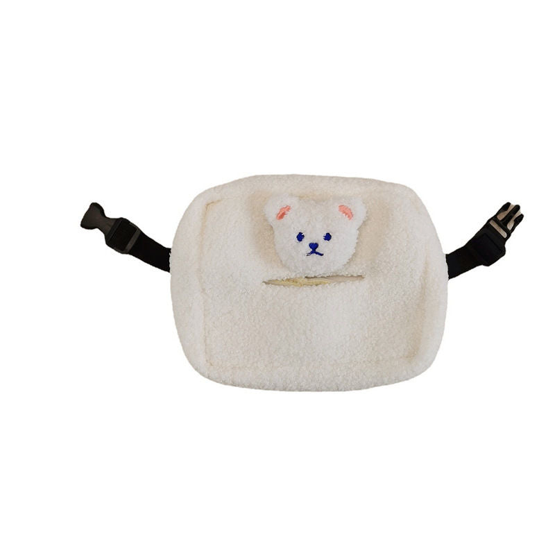 Teddy Bear Car Tissue Box Hanging Drawstring Box
