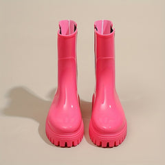 Pink Platform Rain Boots Waterproof Short Boots