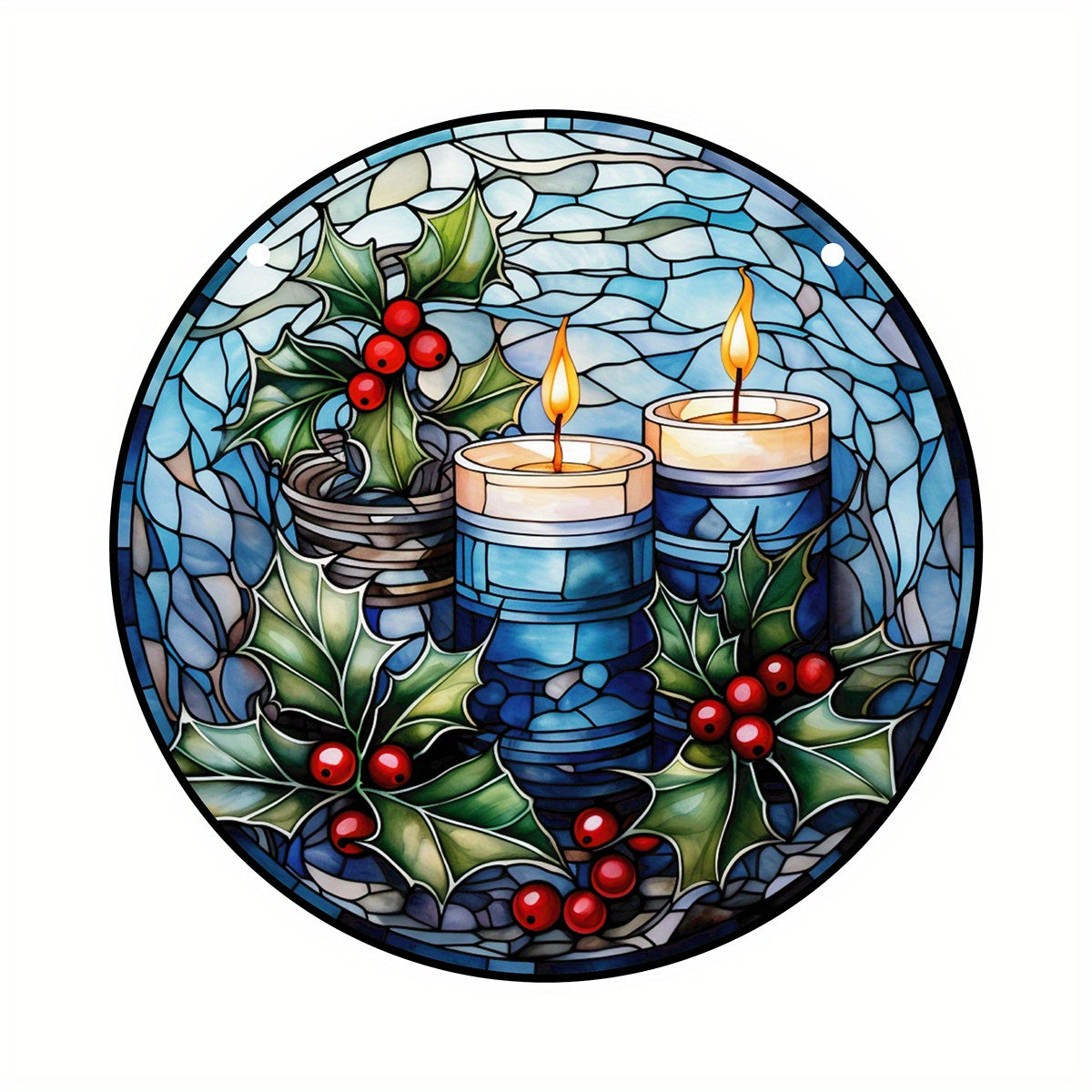 Christmas Snowman Suncatcher Stained Glass Window Hanging