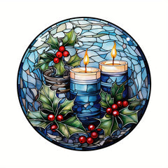 Christmas Snowman Suncatcher Stained Glass Window Hanging