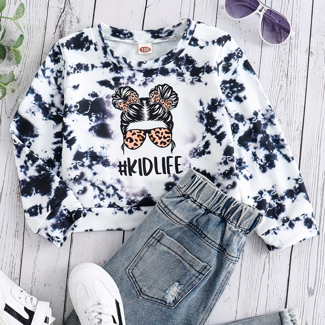 Tie Dye Portrait Long Sleeve Sweatshirt