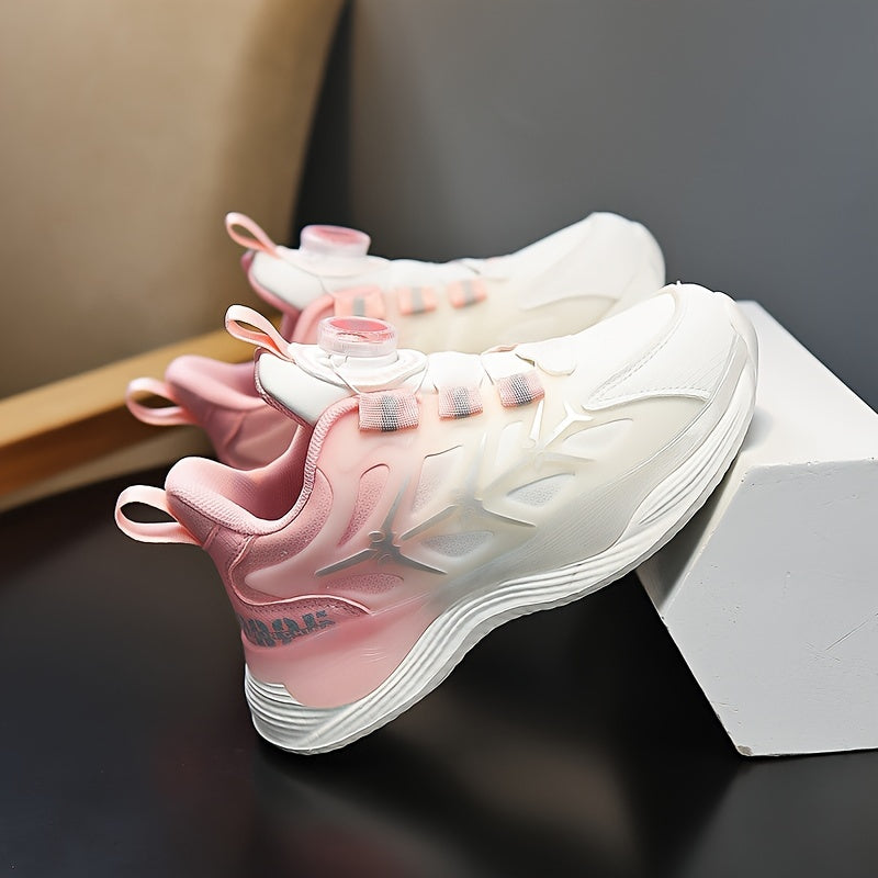 Girl's Gradient Colour Sneakers With Rotating Buckle