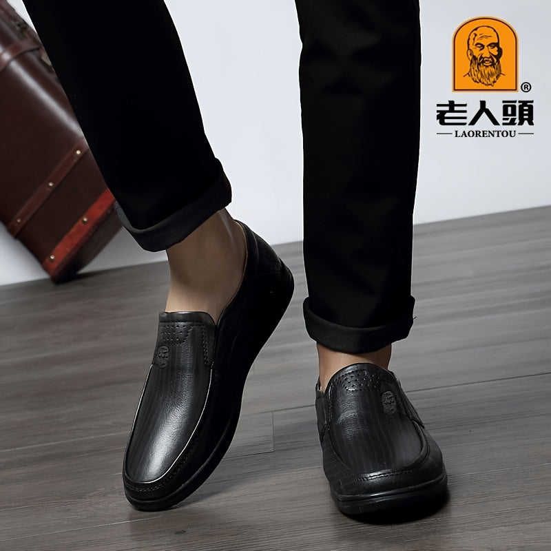 LAORENTOU Men's Leather Dress Shoes Comfy Durable Non Slip Flats