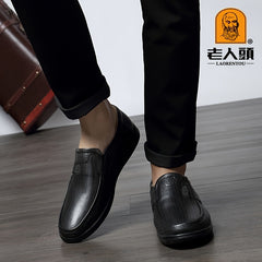LAORENTOU Men's Leather Dress Shoes Comfy Durable Non Slip Flats