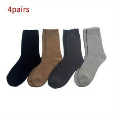 4 Pairs Wool Socks Winter Extra Thick Warm Crew Socks Cashmere Cotton