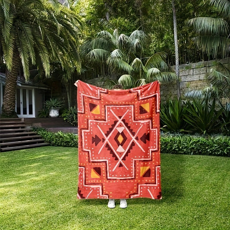 Bohemian Style Pattern Blanket Soft Warm Throw Blanket for Couch Office Bed