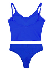 Solid Ribbed Wireless Bra & Thong Set