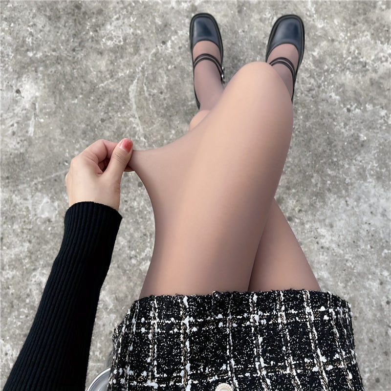 2-Pack High Waist Opaque Tights Slim Footed Pantyhose