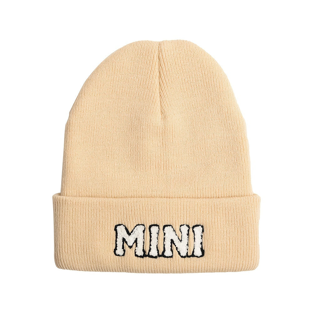 Boys Knitted Hat Soft Letter Embroidery Elastic Kids Beanie