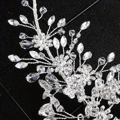 Bridal Rhinestone Flower Headband Set