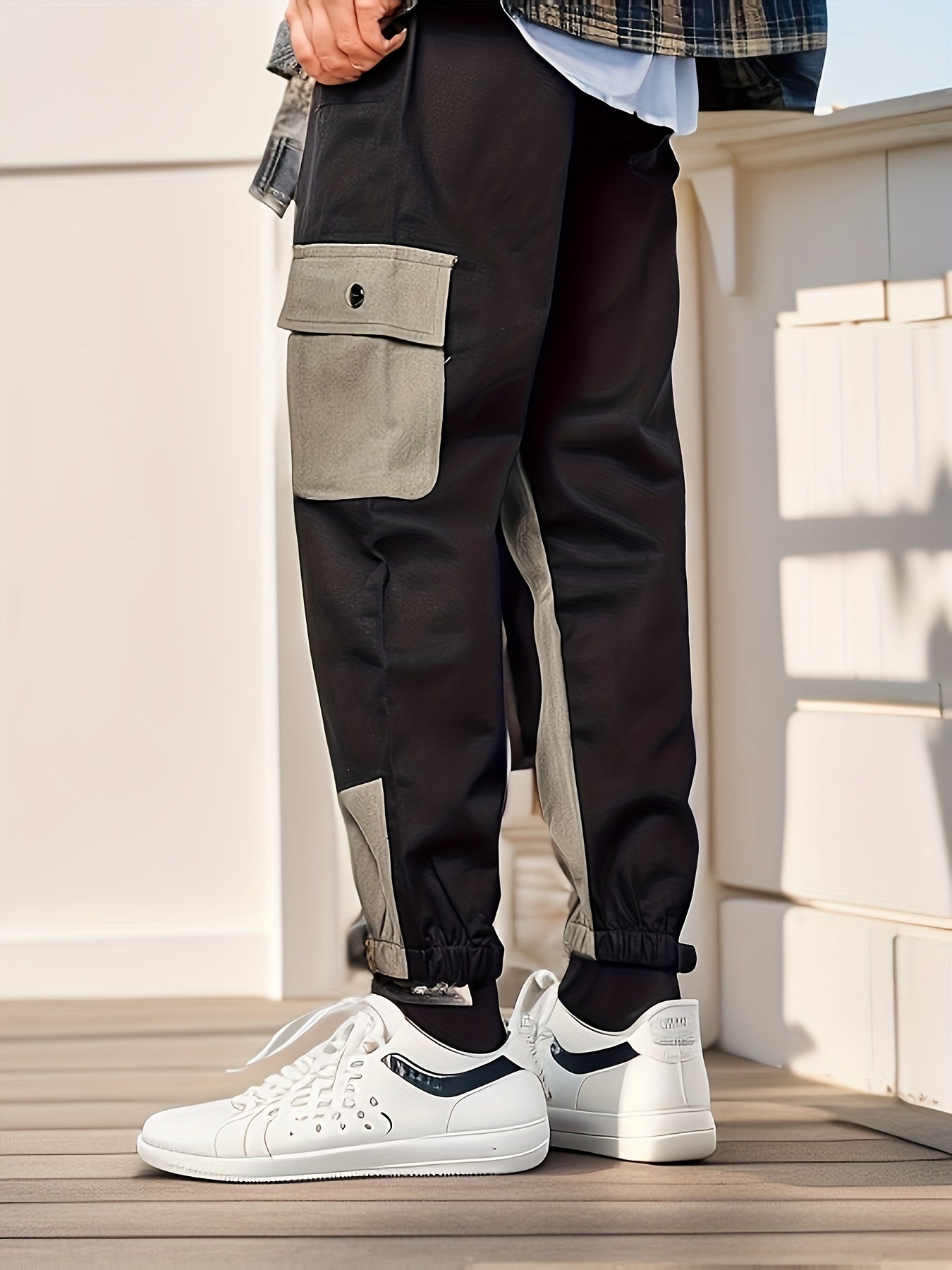 Cotton Drawstring Cargo Pants Men's Work Pants