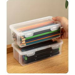 Waterproof Transparent Plastic Pencil Box Flip Top Organizer