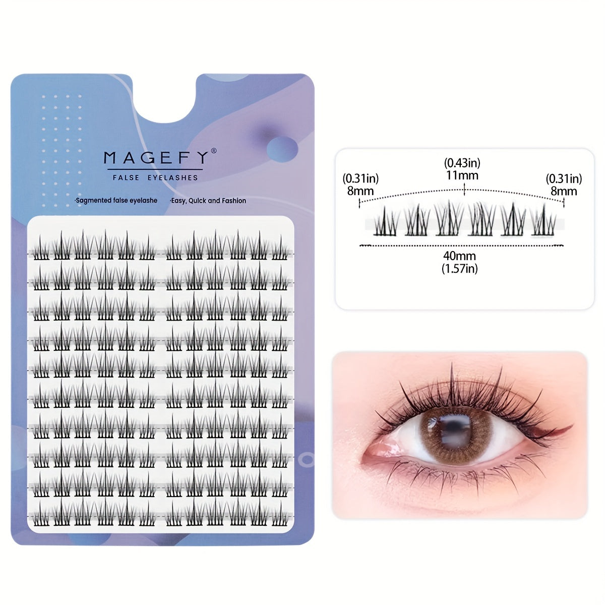Fluffy C Curling 120 Cluster Lashes 8-11mm Mixed Length False Eyelashes