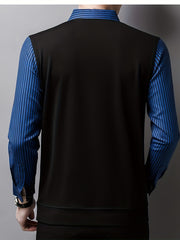 Retro Stripe Shirt Men's Casual Knitwear Long Sleeve Top Fall Winter