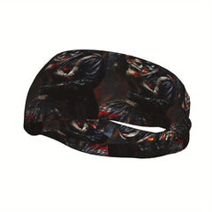 Skull & Floral Sports Headband Sweat Wicking Stretchy Polyester Yoga Gym