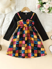 Girls' Halloween Ghosts Long Sleeve Dress