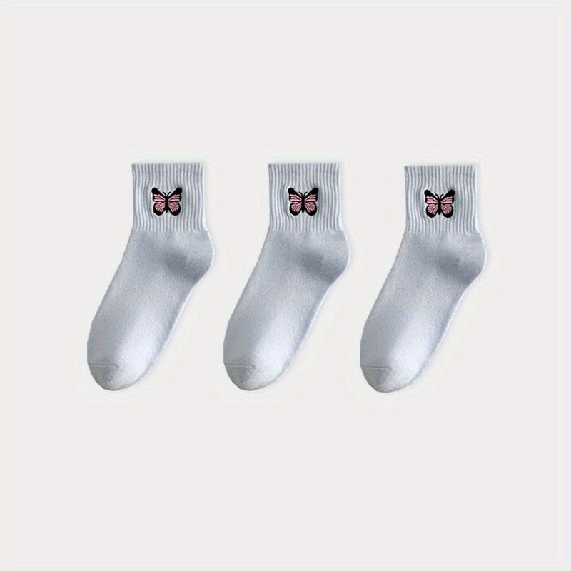 Butterfly Print Mid Tube Socks Women's Stockings