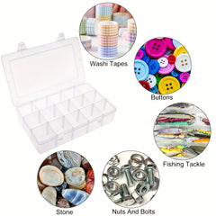 Plastic Storage Containers with Adjustable Dividers, 15 Grids, Pack of 4