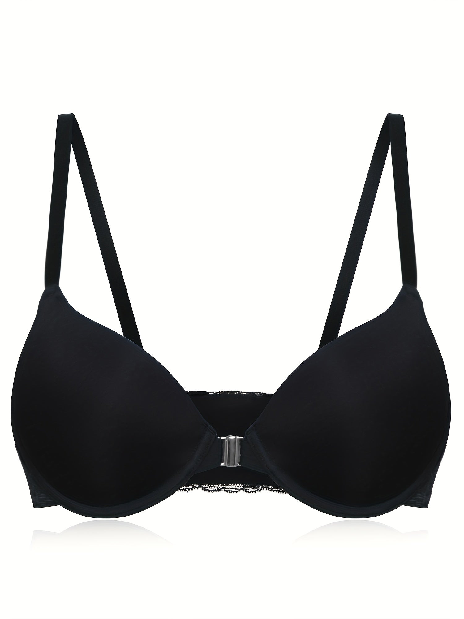 Lace Plunge Bra Front Buckle Push Up Lingerie