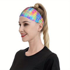Men's Stretchy Fitness Headband Neon Rainbow Colors Lightweight Gym Running