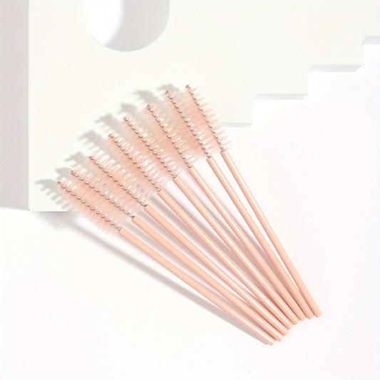 50pcs Khaki Eyelash Brushes for Eye Lash and Eyebrow Application