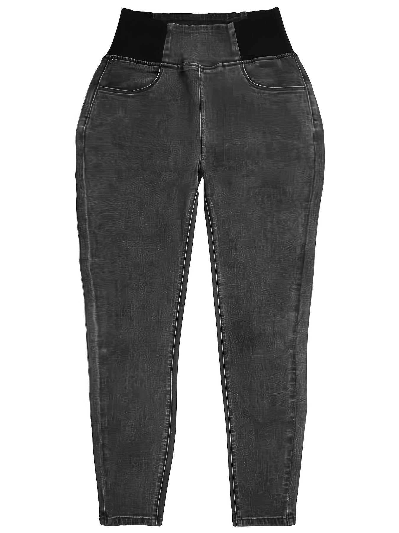 Stretchy High Waist Leggings Slim Fitting Slash Pocket Long Jeans