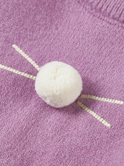 3D Ear Fur Ball Knitted Sweater for Toddler Girls