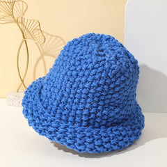 Warm Oversized Knit Beanie Bucket Hat Crochet Solid Cap Women Girls