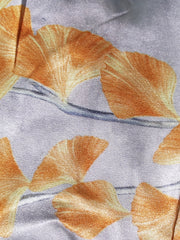 Plus Leaf Print Satin Kimono Cardigan Long Sleeve Open Front