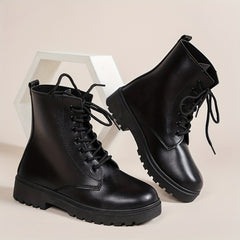 Women's Lace Up Platform Ankle Boots Round Toe Non slip Combat Shoes