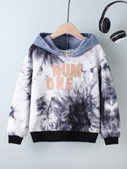 Boys Denim Hooded Sweatshirt With Tie Dye Print