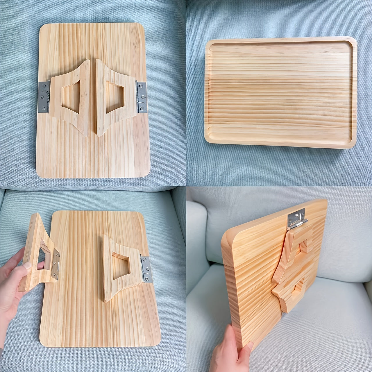 Pine Wood Sofa Armrest Table with Storage