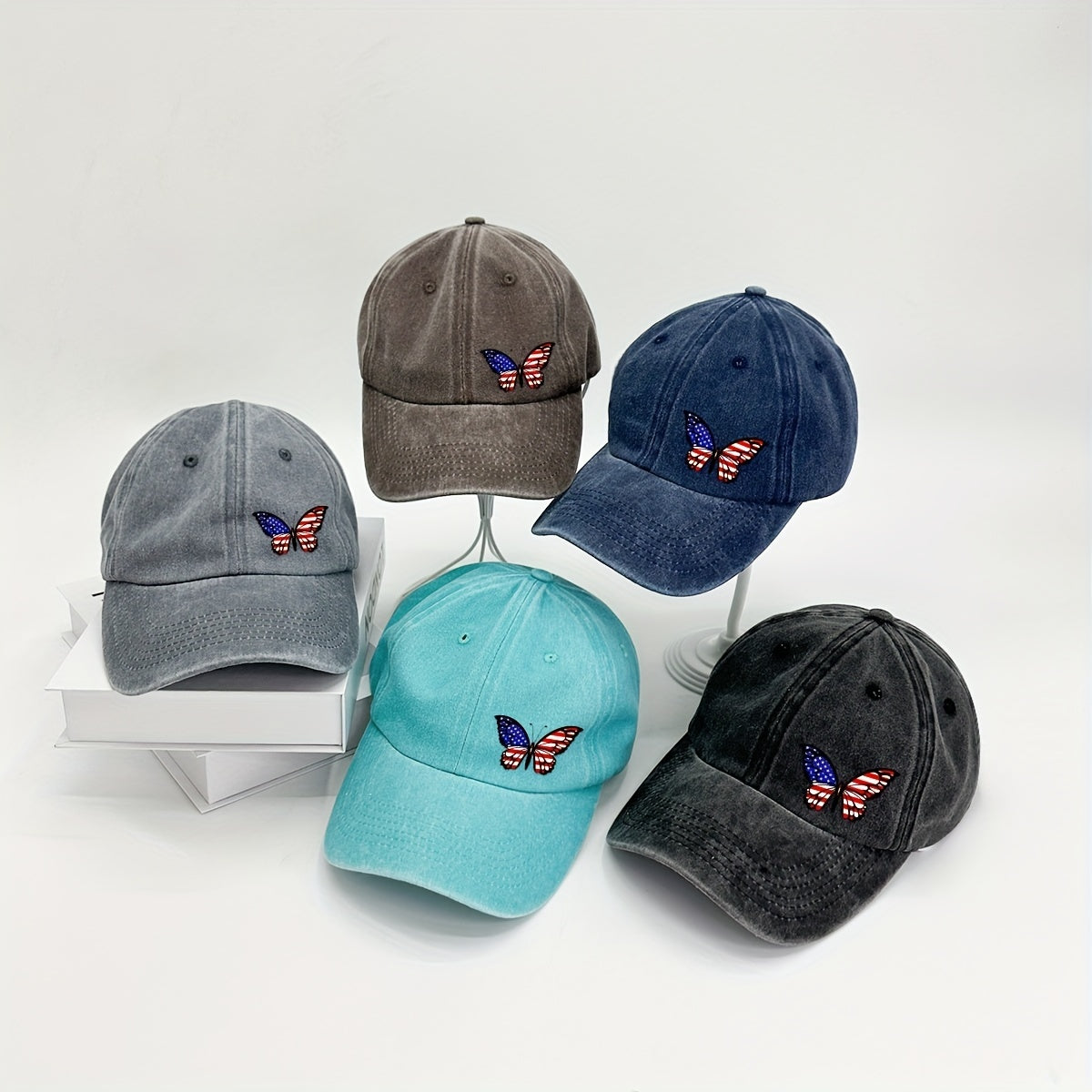 Butterfly Baseball Cap Distressed Cotton Dad Hat