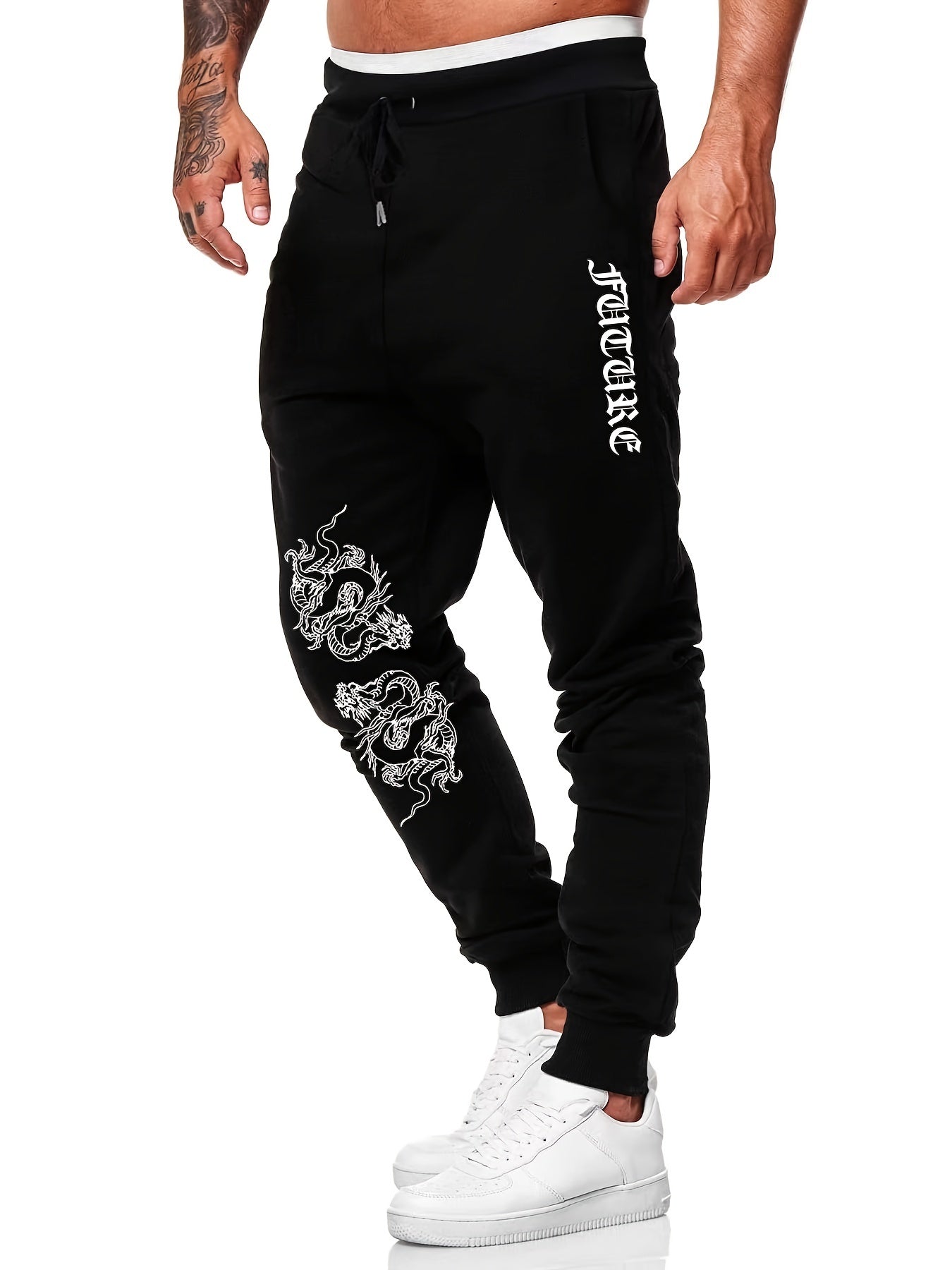 Dragon Print Men's Casual Jogger Sweatpants