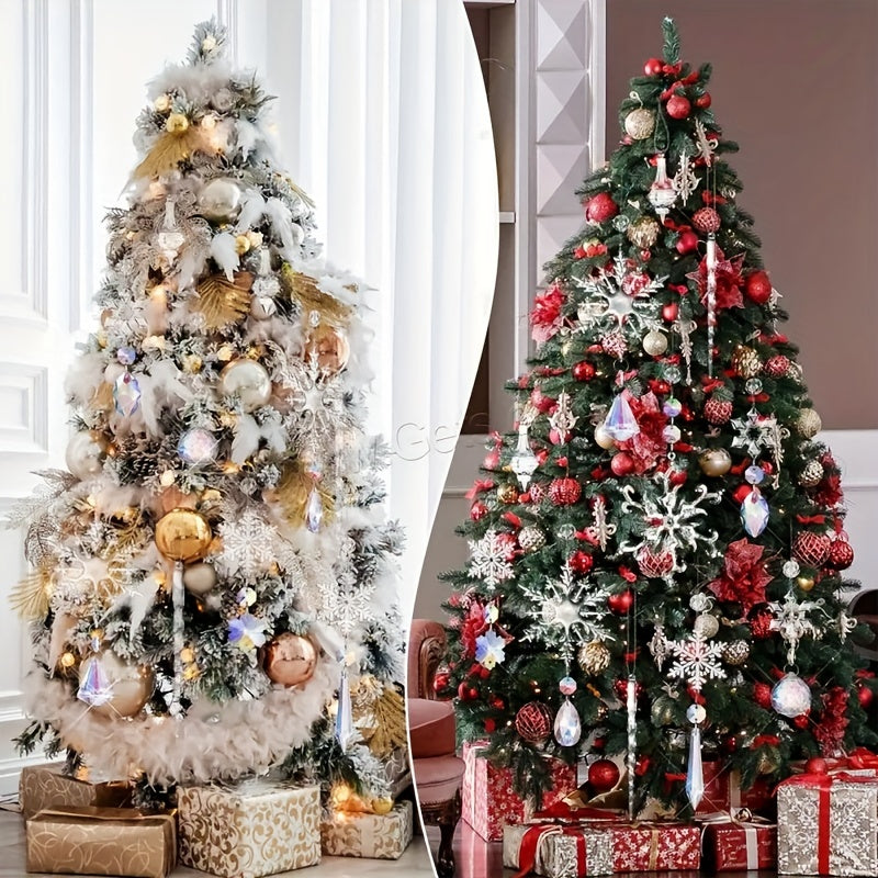 10pcs Christmas Tree Decoration Crystal Ornaments Hanging Acrylic Snowflakes