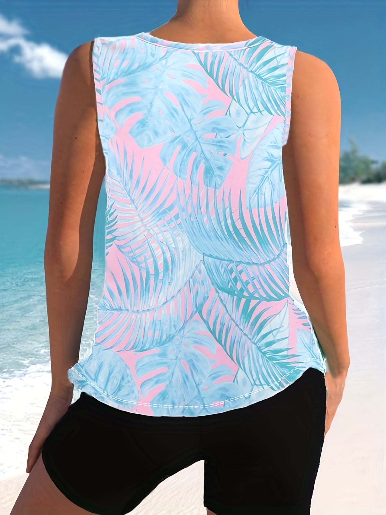 Leaf Print Tennis Sports Tank Top for Women