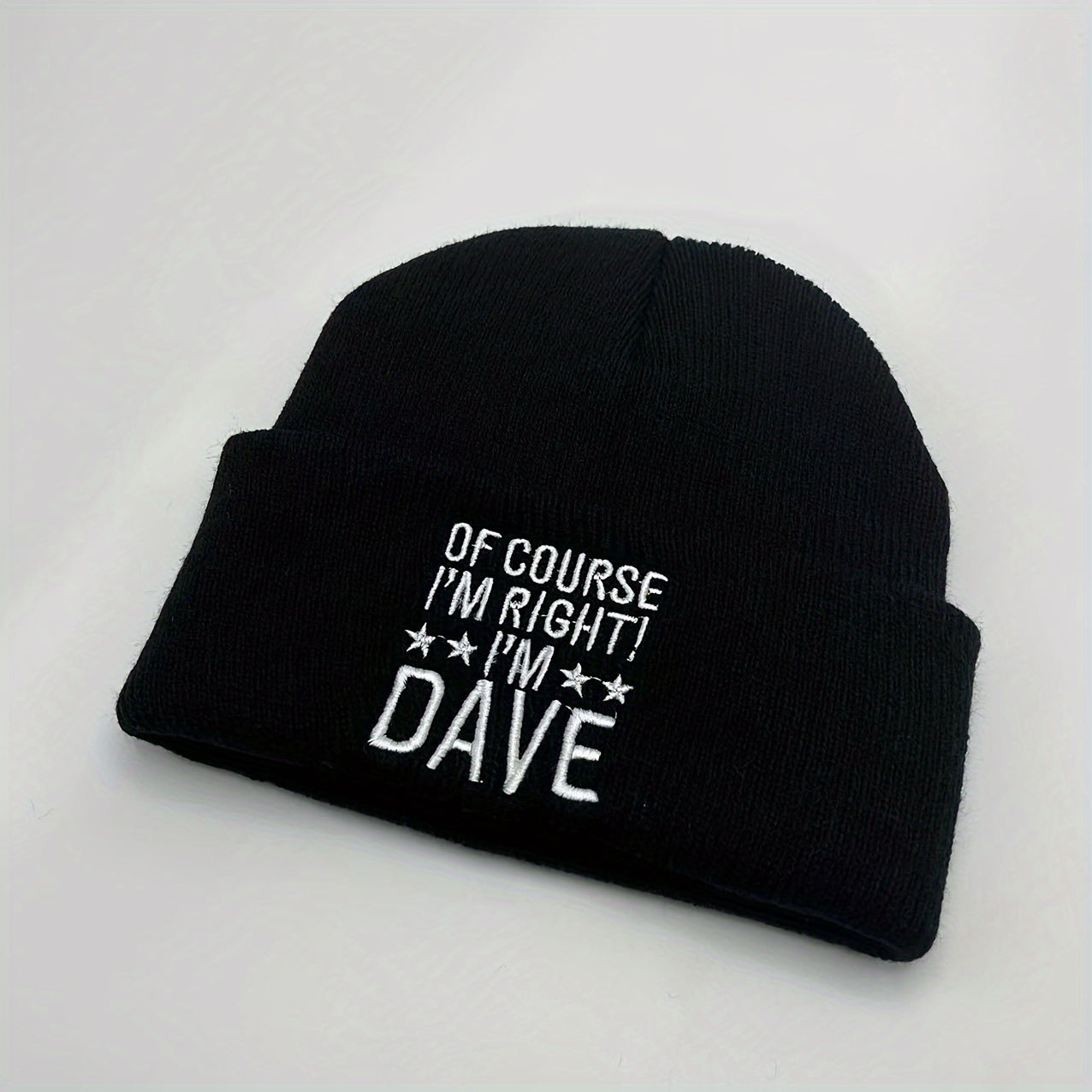 Y2K DAVE Embroidered Knitted Hat Ear Protection Warm Beanie