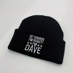 Y2K DAVE Embroidered Knitted Hat Ear Protection Warm Beanie