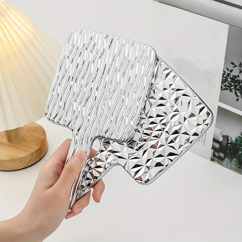 Wave Pattern Square Hand Mirror Small Vanity Mirror Portable Beauty Mirror