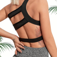 One Shoulder Sports Bra Backless Yoga Fitness Bra