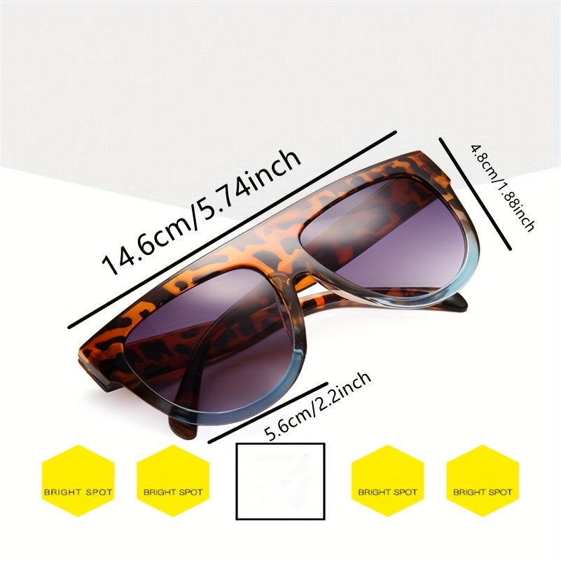 Oversized Cat Eye Sunglasses Gradient Lens Flat Top Glasses
