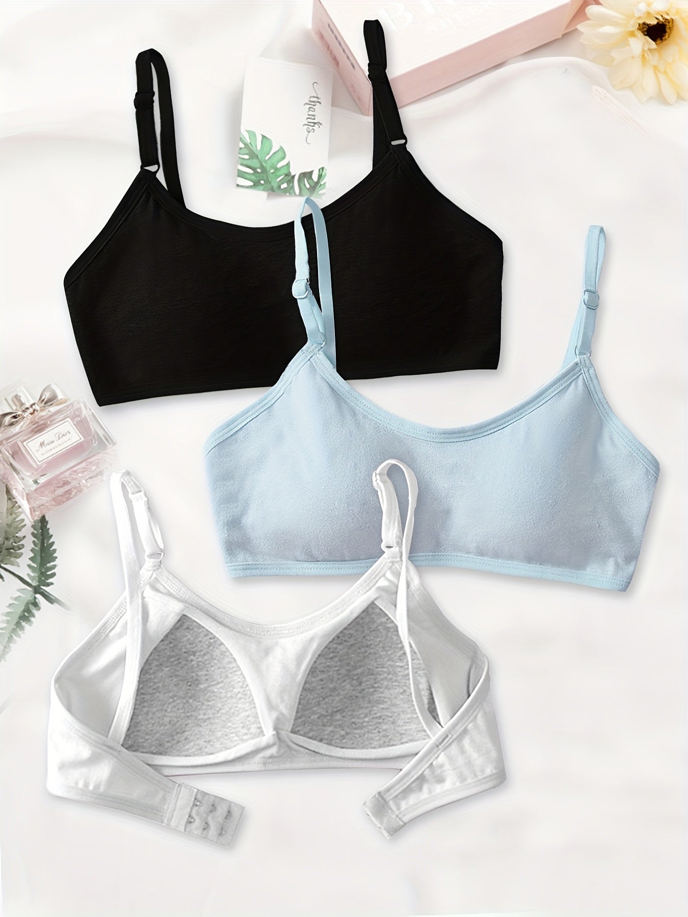 3pcs Girls Adjustable Straps Bra Soft Tube Underwear Teens Kids Clothes