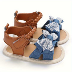 Bowknot Open Toe Sandals For Baby Girls Lightweight Comfortable