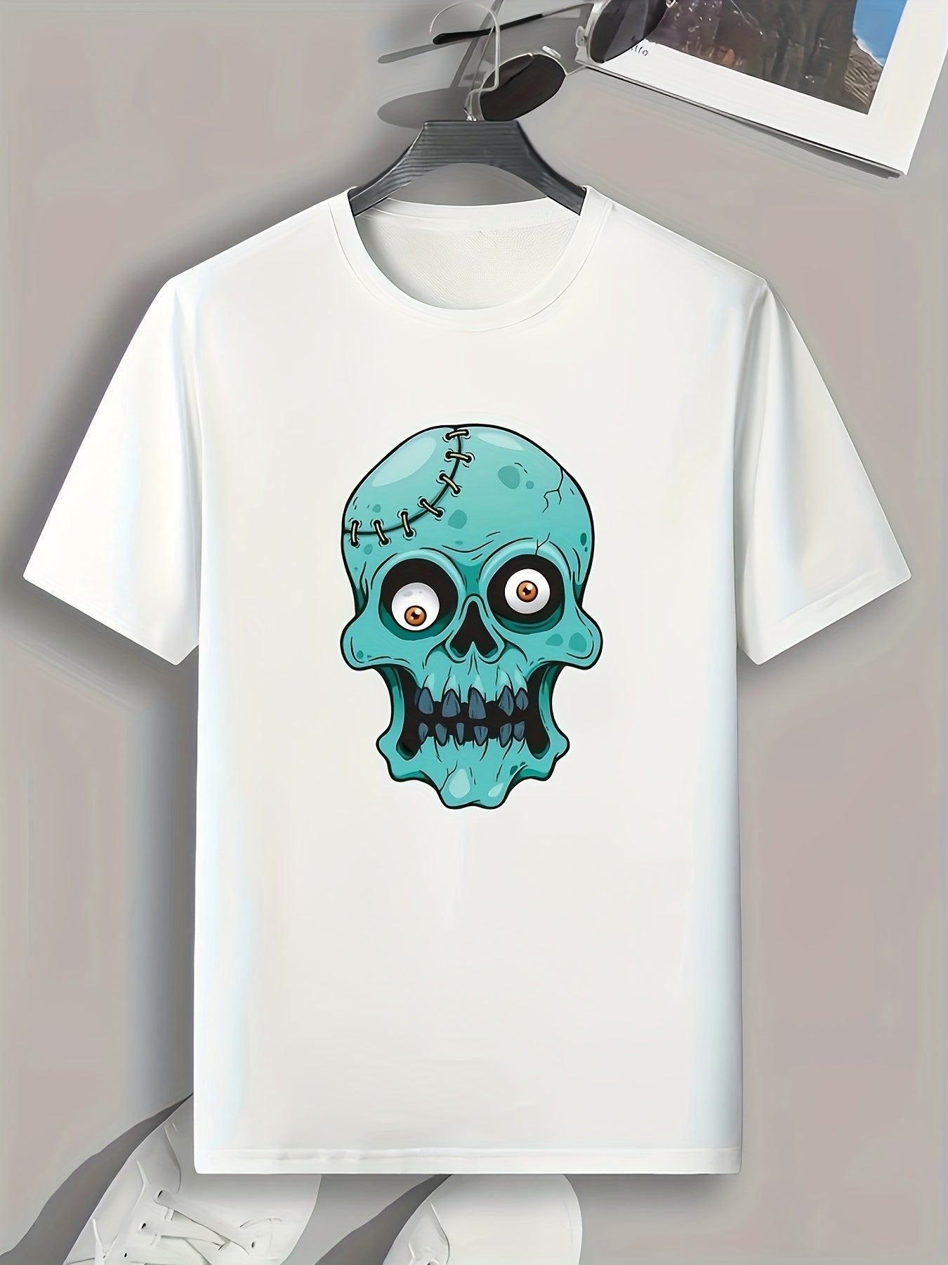 Cartoon Skull Print Men's Graphic T shirt Casual Comfy Tees For Summer