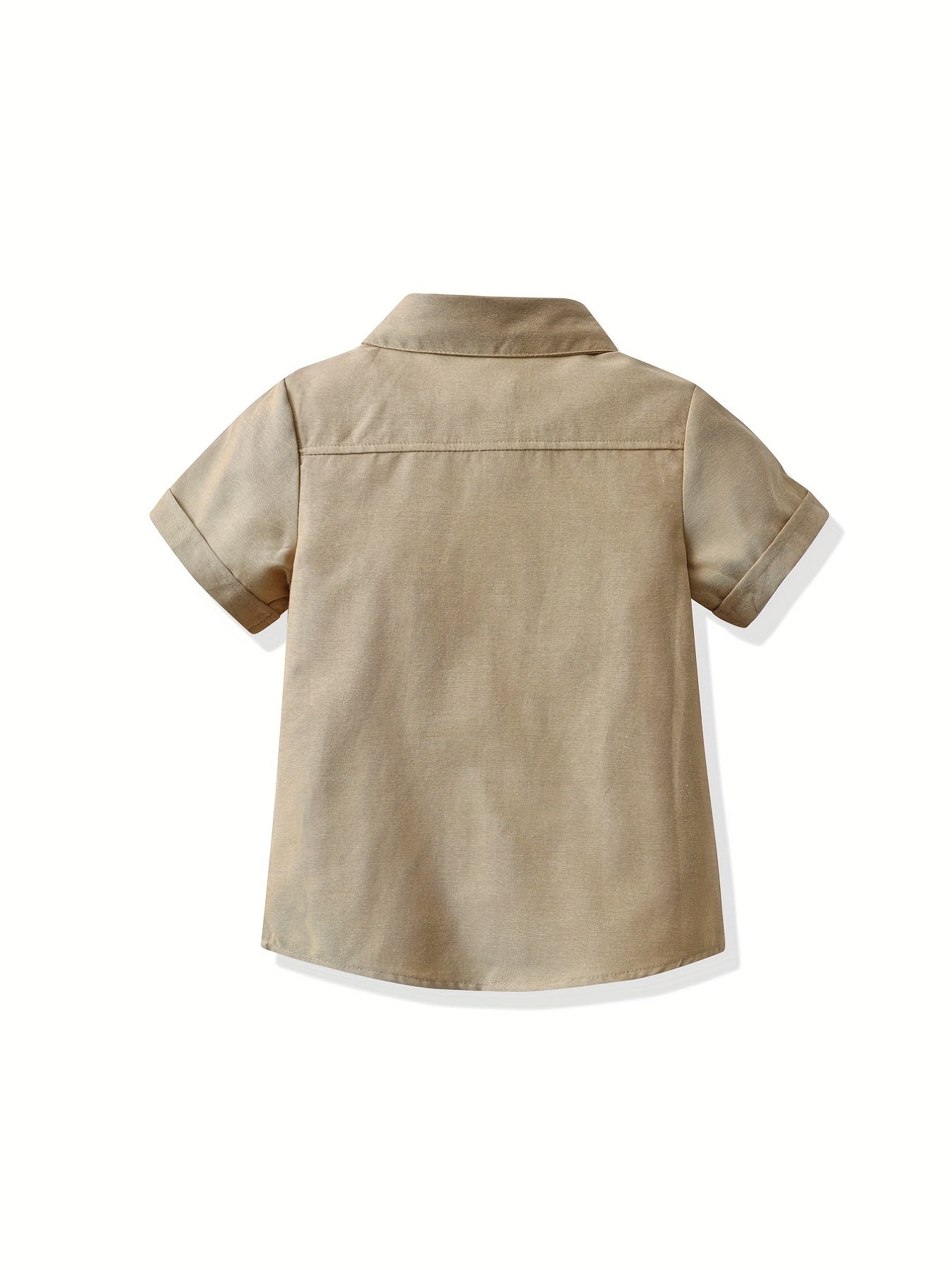 Boys Plain Collar Shirt Short Sleeve Tops For Kids