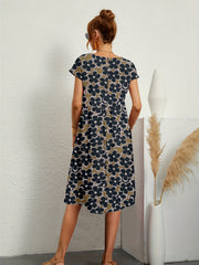 Floral Print Short Sleeve Dress Vintage Style