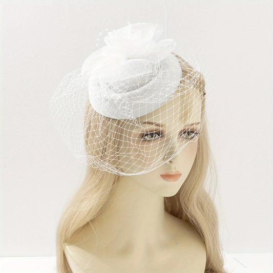Mesh Veil Pillbox Fascinator Hat Decorative Derby Hat For Tea Party