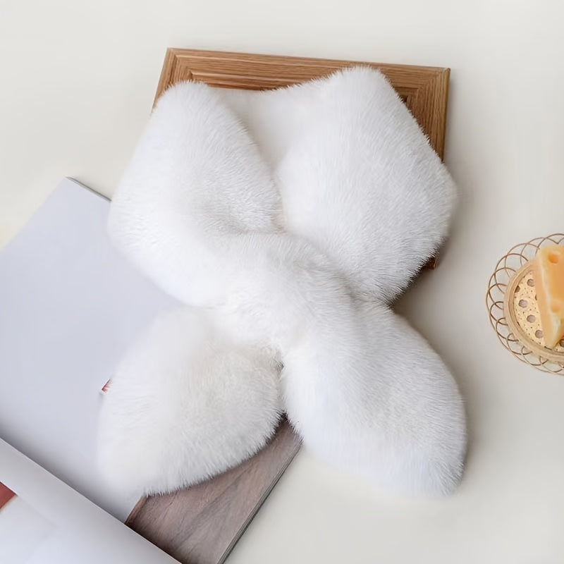 Rex Rabbit Whole Fur Plush Scarf for Men Thickening Cross Scarf