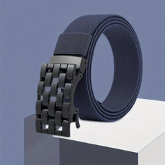 Men's Rectangular Hollow Canvas Belt Automatic Buckle